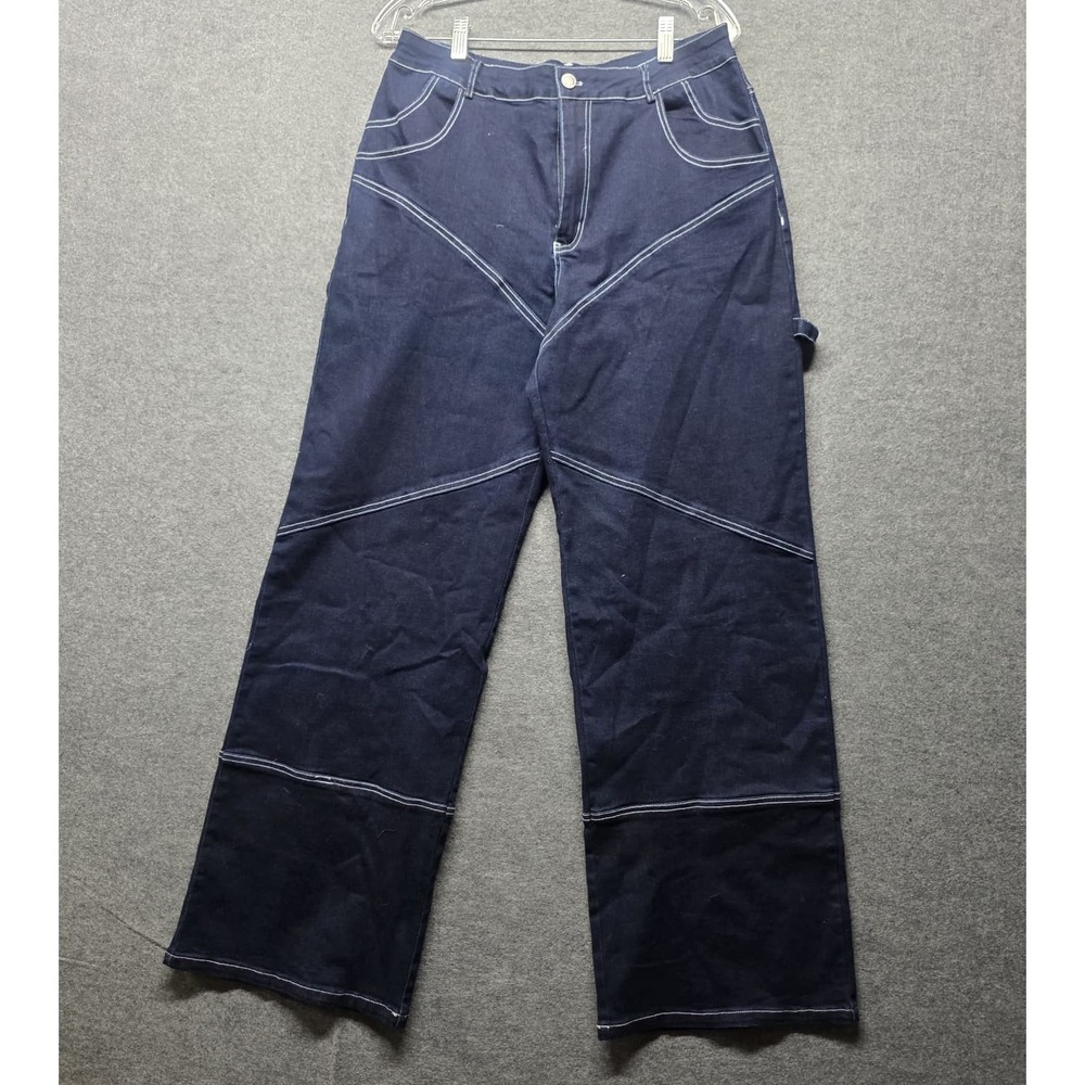 By Dylan Cyrus Jeans Women's M Navy Blue Bootcut Flare Contrast Stitch DL1763
